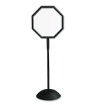 WriteWay Two-Sided Dry Erase Standing Message Sign, White 18" x 18" Octagon Surface, Black Frame, 18" x 18" x 65"
