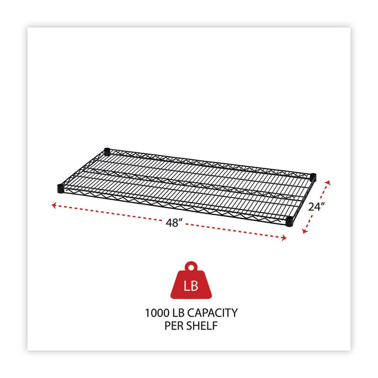 Industrial Wire Shelving Extra Wire Shelves, 48w X 24d, Black, 2 Shelves/carton