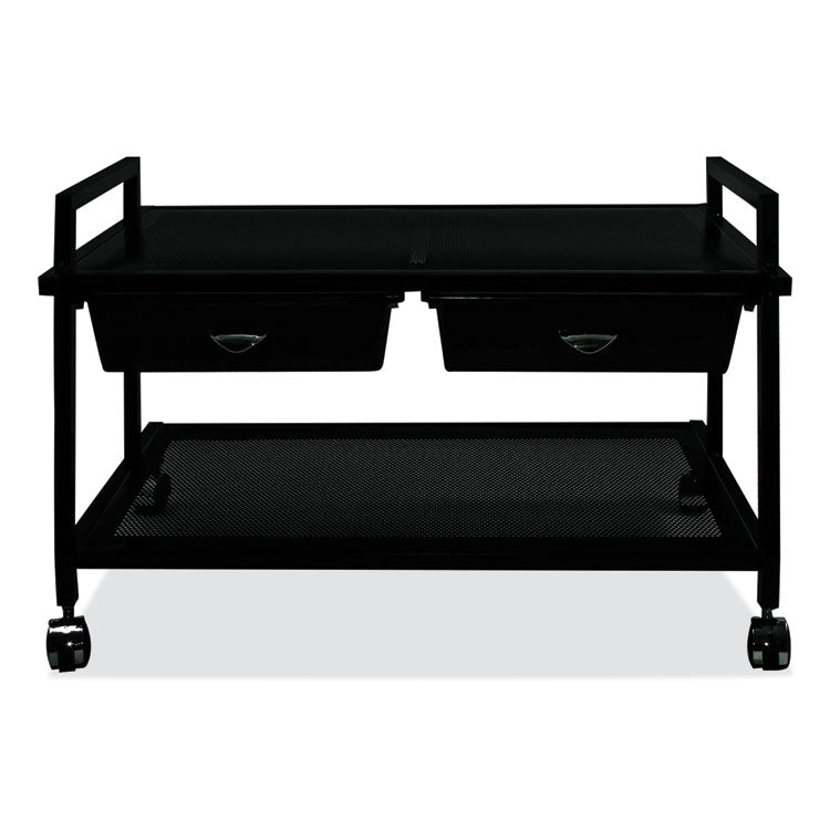Underdesk Machine Stand with Drawers, 25.3w x 15.8d x 15.4h, Black