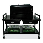 Underdesk Machine Stand with Drawers, 25.3w x 15.8d x 15.4h, Black