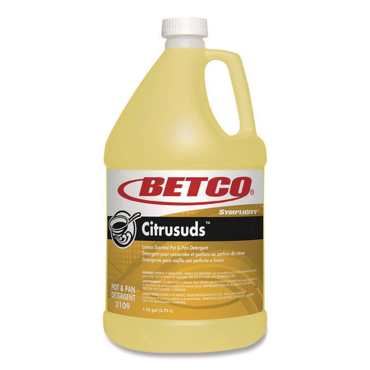 Symplicty Citrusuds Manual Dishwashing Detergent, Lemon Scent, 1 gal Bottle, 4/Carton