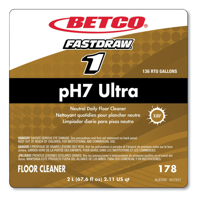 pH7 Ultra Neutral Cleaner, Lemon Scent, 2 L Bottle, 4/Carton
