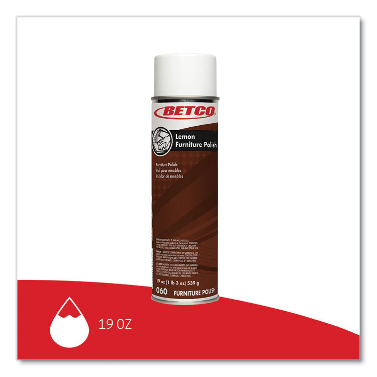 Lemon Furniture Polish, Lemon Scent, 19 oz Aerosol Can, 12/Carton