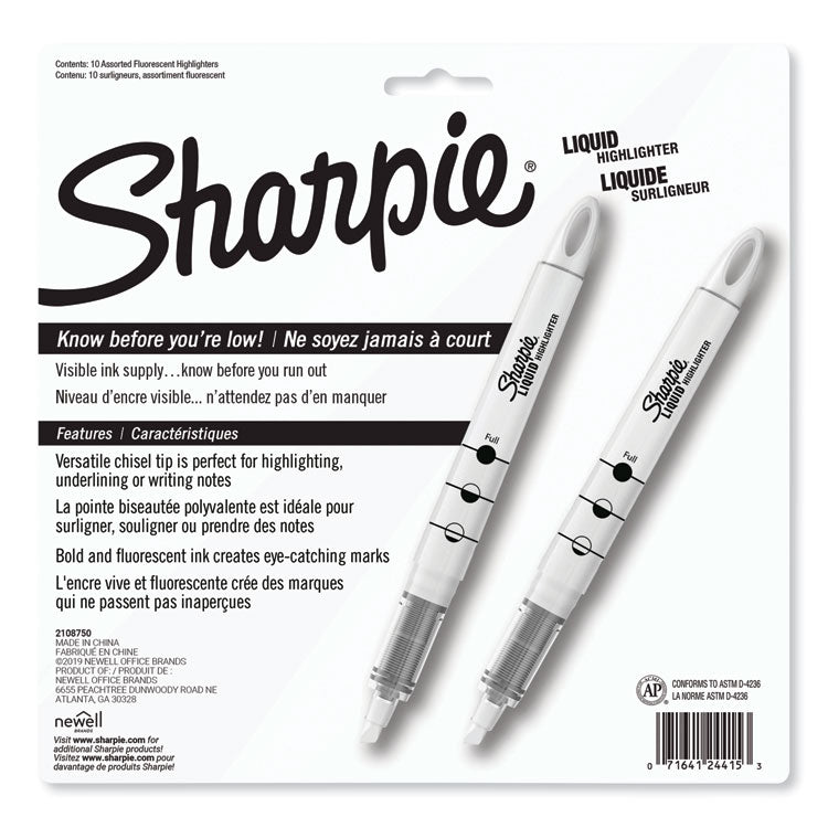 Liquid Pen Style Highlighters, Assorted Ink Colors, Chisel Tip, Assorted Barrel Colors, 10/set