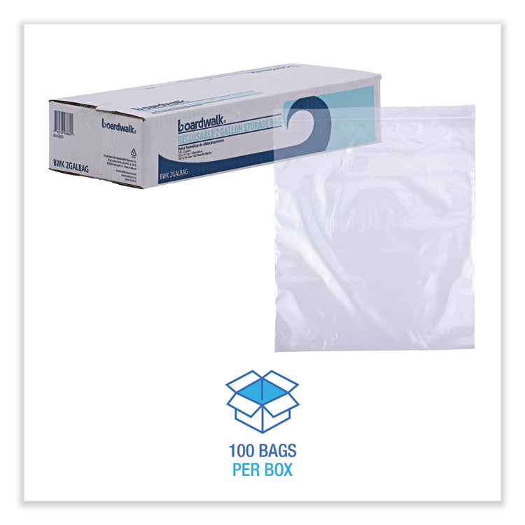 Reclosable Food Storage Bags, 2 Gallon, 13" x 15", Clear, 100/Box