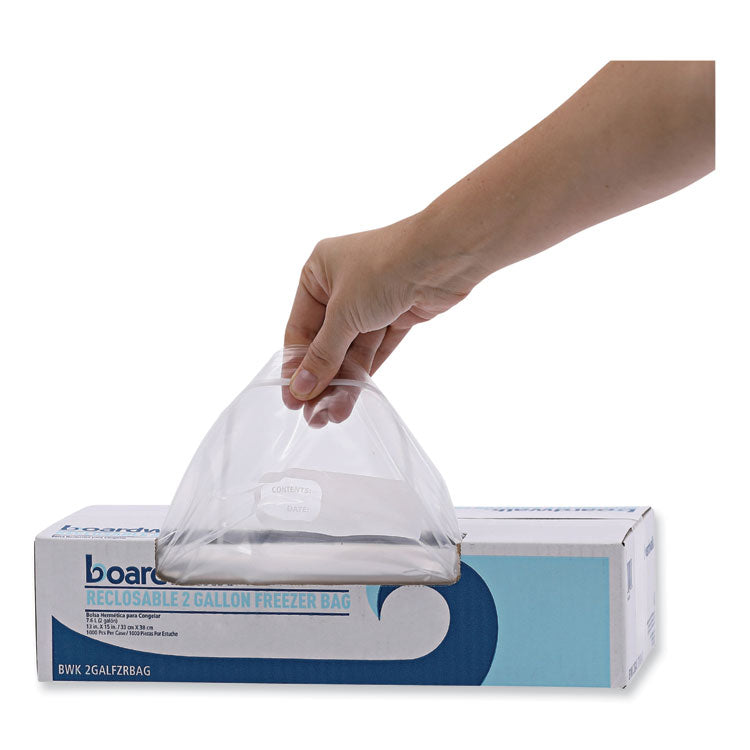 Reclosable Freezer Storage Bags, 2 gal, 13" x 15", Clear, 100/Box