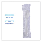 Heavyweight Wrapped Polypropylene Cutlery, Soup Spoon, Plastic, White, 1,000/Carton