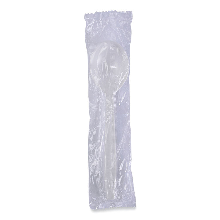 Heavyweight Wrapped Polypropylene Cutlery, Soup Spoon, Plastic, White, 1,000/Carton