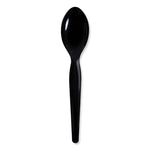 Heavyweight Wrapped Polystyrene Cutlery, Spoon, Plastic, Black, 1,000/Carton