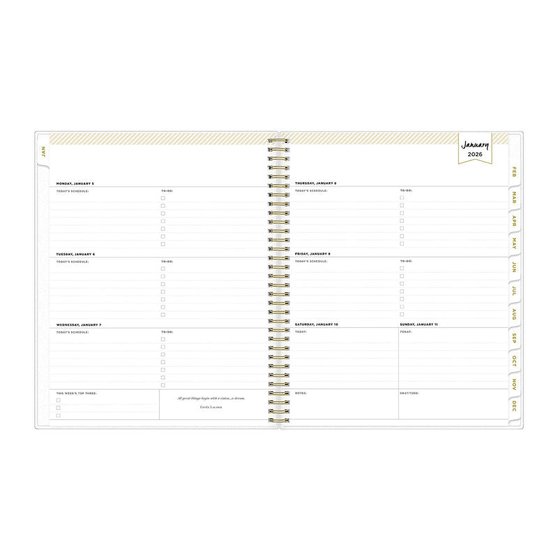 Planning Calendar DD Tile Frosted PP 8.5x11 RY26 Wkly/Mthly Safety Wirebound -
