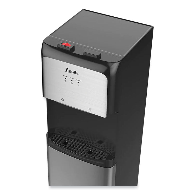 Bottom Loading Water Dispenser with UV Light, 3 gal to 5 gal, 12.25 x 14 x 41.25, Black/Stainless Steel