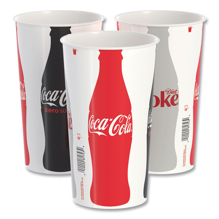 Double Sided Poly (DSP) Paper Cold Cups, 44 oz, Coca-Cola Design, 500/Carton