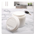 Solo Traveler Sip Through Lids for ThermoGuard Hot Cups, Fits 12 oz to 24 oz Hot Cups, Plastic, White, 1,200/Carton