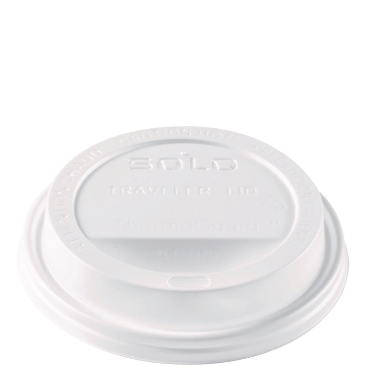 Solo Traveler Sip Through Lids for ThermoGuard Hot Cups, Fits 12 oz to 24 oz Hot Cups, Plastic, White, 1,200/Carton