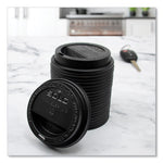 Traveler Cappuccino Style Dome Lid, Fits 10 oz Hot Cups, Plastic, Black, 1,000/Carton