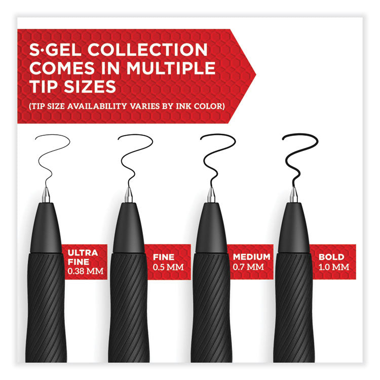 S-Gel High-Performance Gel Pen, Retractable, Medium 0.7 Mm, Assorted Ink Colors, Black Barrel, 4/pack
