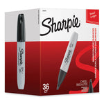 Chisel Tip Permanent Marker, Broad Chisel Tip, Black, 36/pack