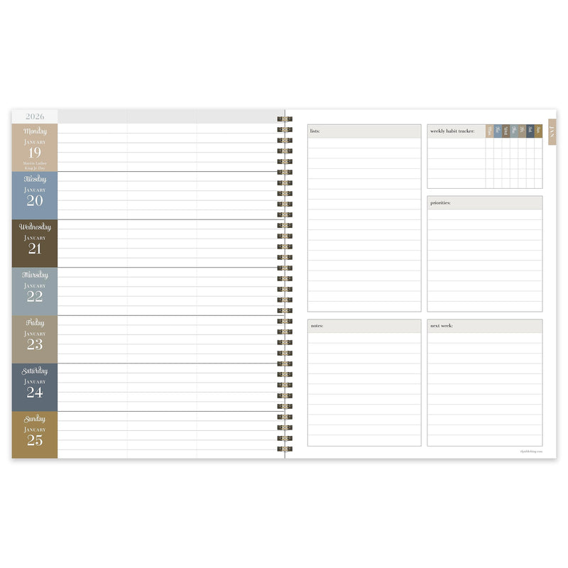 2026 TF Publishing Linen 9" x 11" Weekly & Monthly, Paperboard Cover, Multicolored (26-9720)