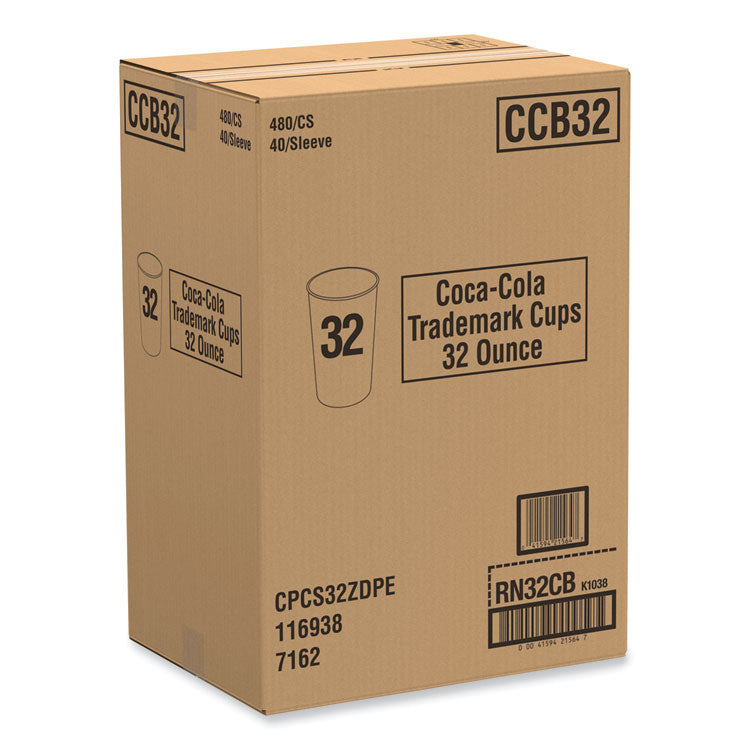Double Sided Poly Paper Cold Cups, 28 oz to 32 oz, Coca-Cola Design, 40/Pack, 12 Packs/Carton