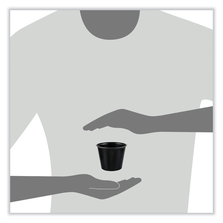 Portion Containers, 5.5 oz, Plastic, Black, 250/Bag, 10 Bags/Carton