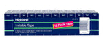Highland Invisible Clear Tape, 0.75" x 27.77 yds., 1" Core, Invisible, 12 Rolls/Pack (6200K12)