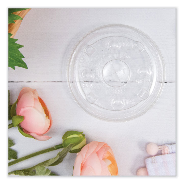 PETE Plastic Flat Straw-Slot Cold Cup Lids, Fits 12 oz to 24 oz Cold Cups, Plastic, Clear, 1,000/Carton