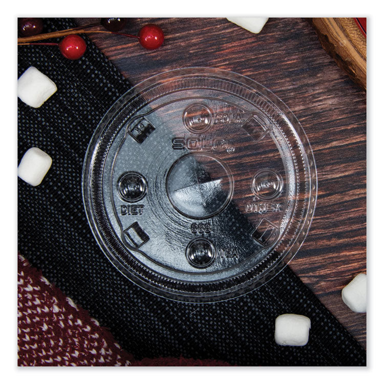 PETE Plastic Flat Straw-Slot Cold Cup Lids, Fits 12 oz to 24 oz Cold Cups, Plastic, Clear, 1,000/Carton