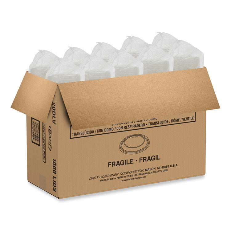 Dome Lids for Foam Cups and Containers, Vented, Fits 5 oz to 32 oz Cups/Containers, Plastic, Translucent, 1,000/Carton