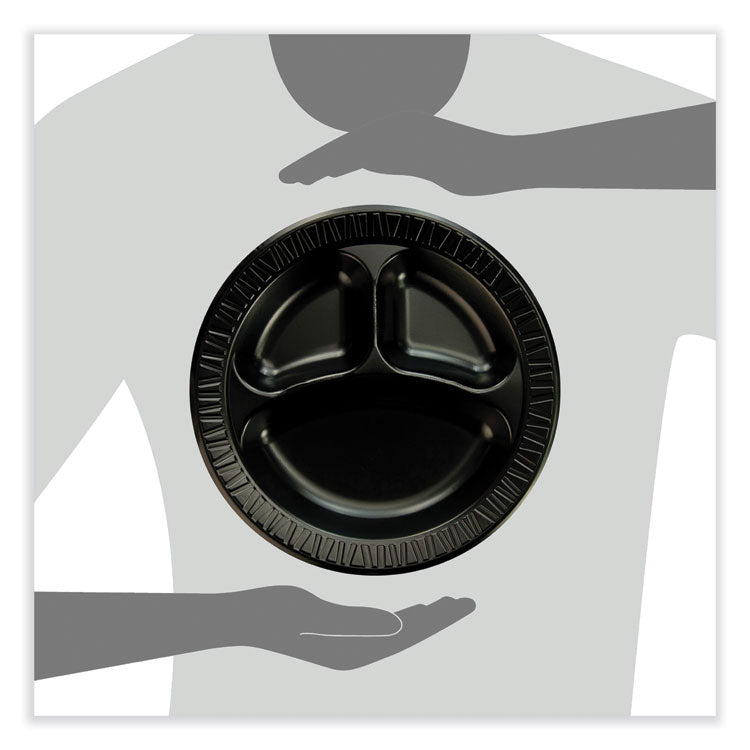 Quiet Class Laminated Foam Dinnerware, Plate, 10.25" dia, Black, 125/Pack, 4 Packs/Carton