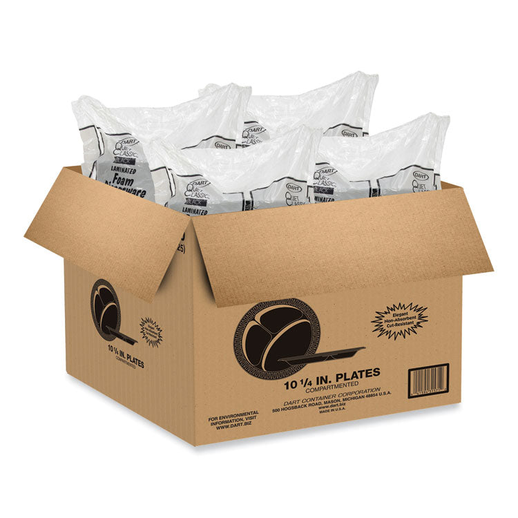 Quiet Class Laminated Foam Dinnerware, Plate, 10.25" dia, Black, 125/Pack, 4 Packs/Carton