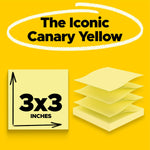 Post-it Pop-up Notes, 3" x 3", Canary Collection, 100 Sheet/Pad, 12 Pads/Pack (R330-YW)