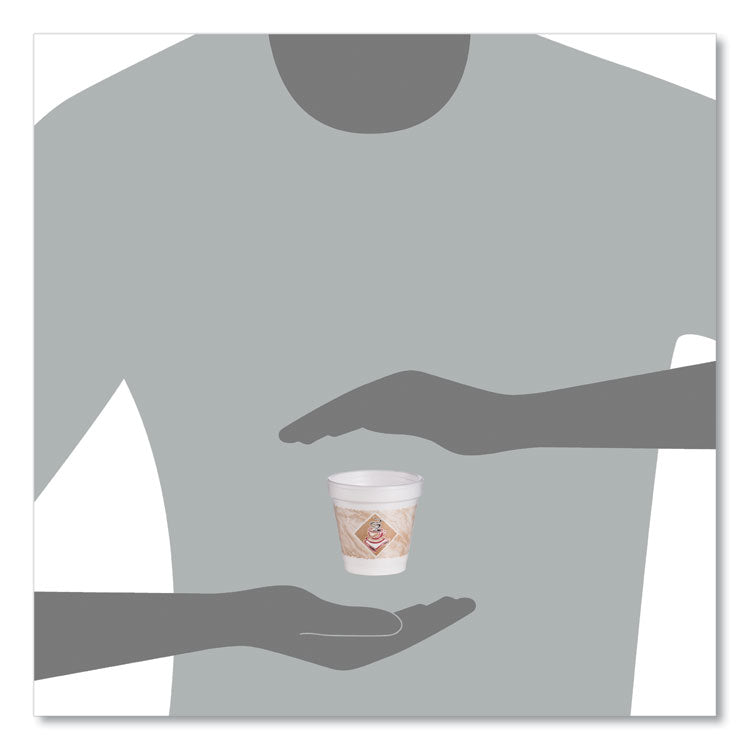 ThermoGlaze Insulated Foam Cups Stock Prints, 4 oz, White/Beige/Red, 1,000/Carton