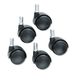 TaskMaster Hard Floor Casters, Grip Ring Stem, 2" Wheel, Black, 5/Set