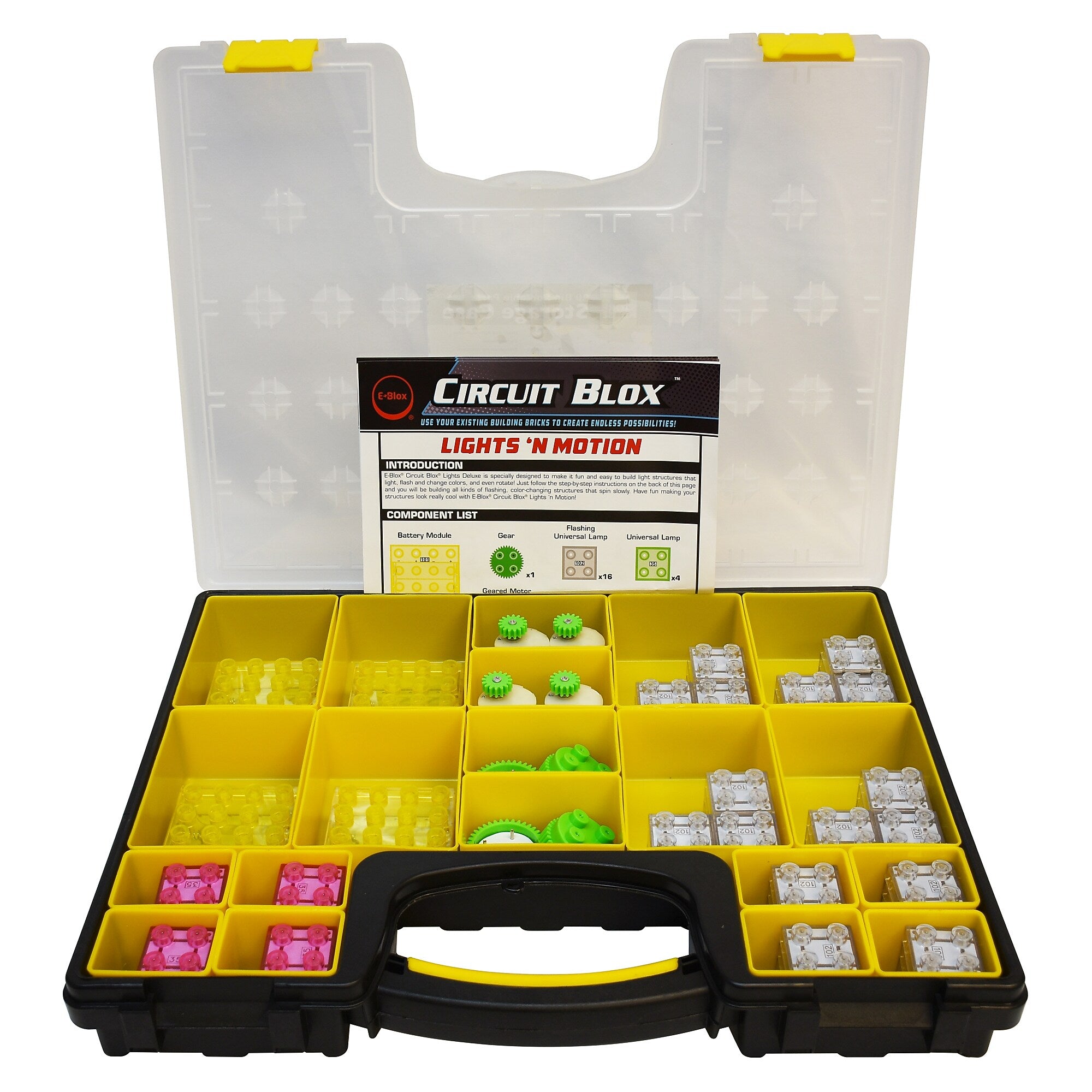E-Blox Circuit Blox Lights 'N Motion Geared Motor Multi-Student Class Set, 100 Pieces/Set (EBLCBL0590CS)