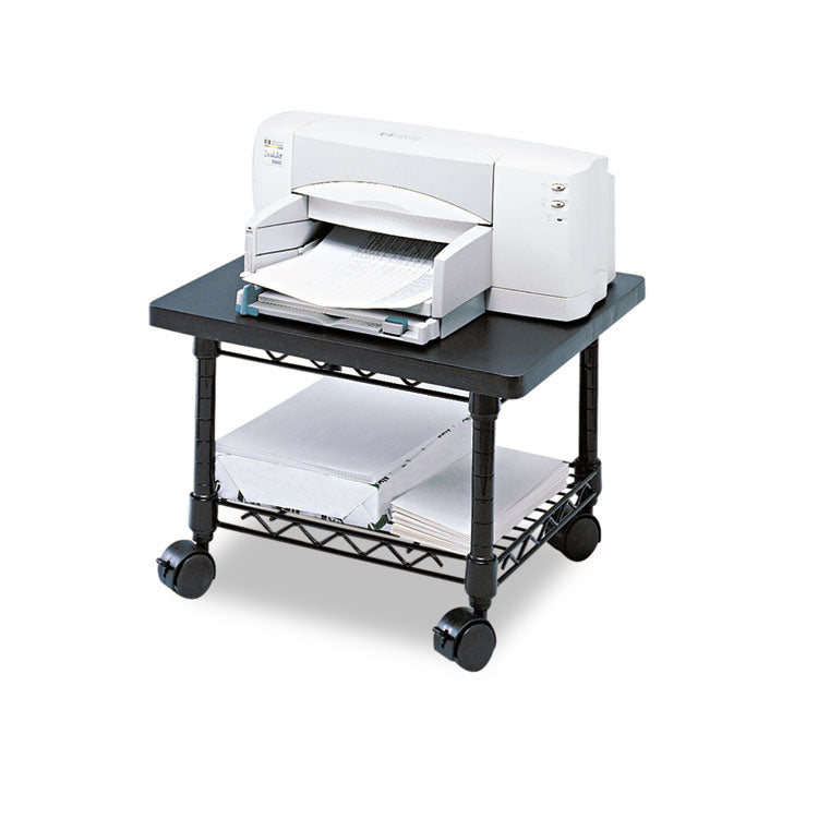 Underdesk Printer/Fax Stand, Engineered Wood, 2 Shelves, 19" x 16" x 13.5", Black