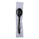 Heavyweight Wrapped Polypropylene Cutlery, Soup Spoon, Plastic, Black, 1,000/Carton