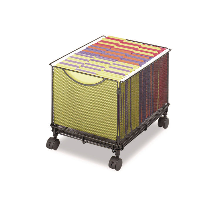 Onyx Mesh Mobile File Cube, Metal, 1 Bin, 13.5" x 16.75" x 13", Black