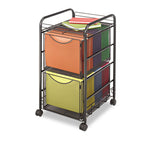 Onyx Mesh Mobile Double File, Metal, 1 Shelf, 2 Drawers, 15.75" x 17" x 27", Black