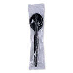Heavyweight Polystyrene Cutlery, Soup Spoon, Plastic, Black, 1,000/Carton