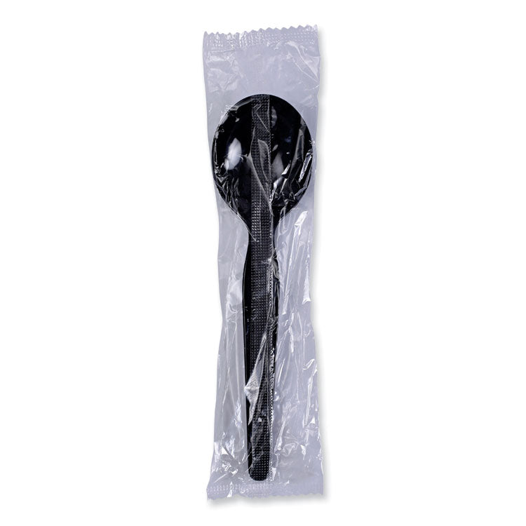 Heavyweight Polystyrene Cutlery, Soup Spoon, Plastic, Black, 1,000/Carton