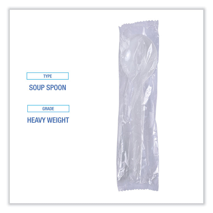 Heavyweight Polystyrene Cutlery, Soup Spoon, Plastic, White, 1,000/Carton