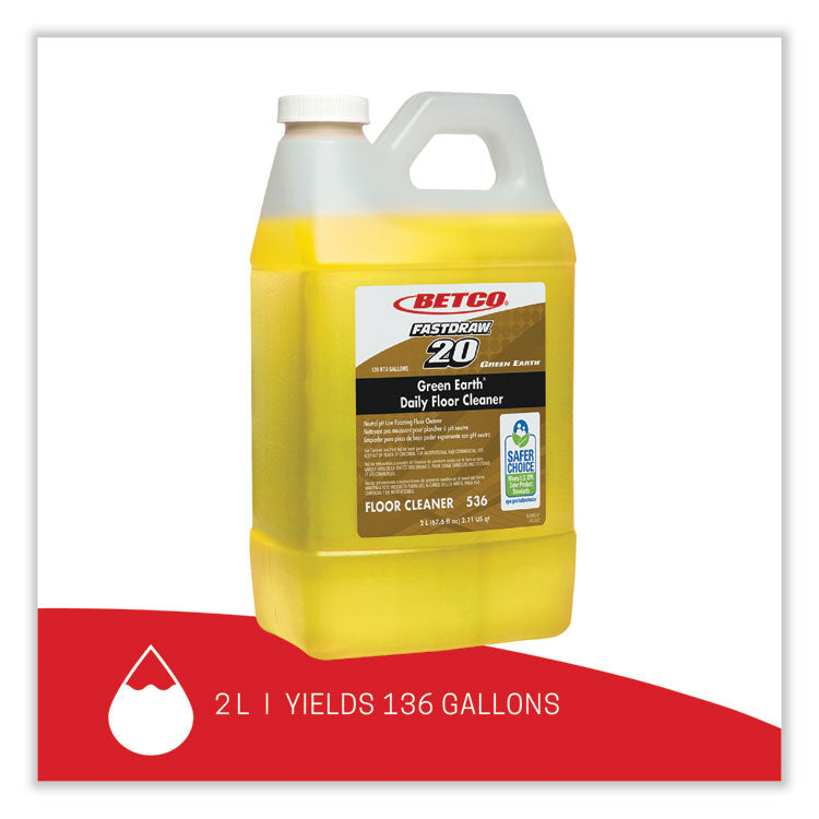 Green Earth Daily Floor Cleaner, 2 L Bottle, Unscented, 4/carton