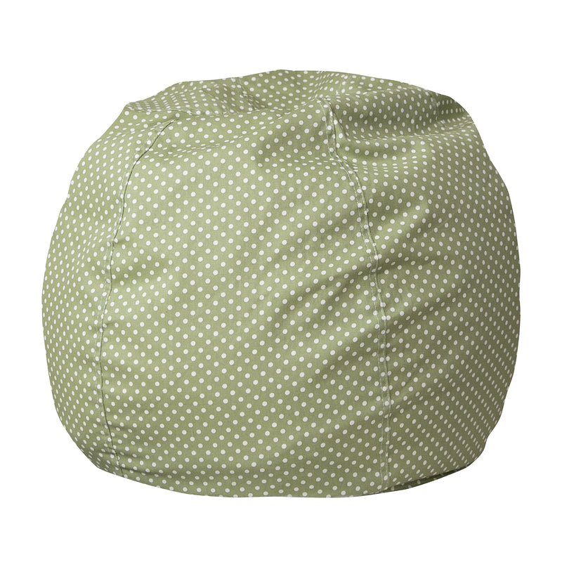 Flash Furniture Cotton Twill Small Dot Kids Bean Bag Chair, Green
