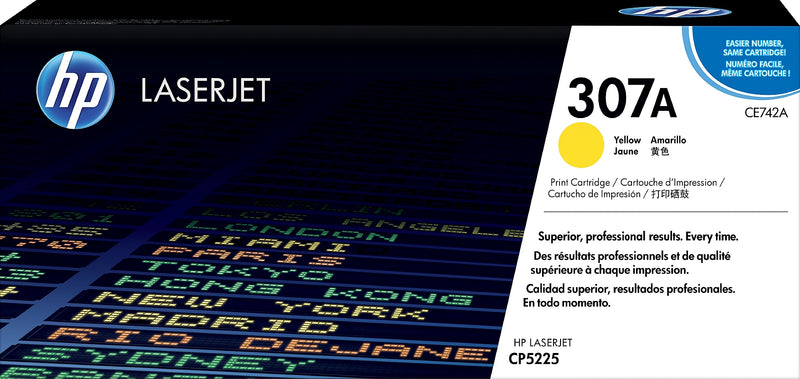HP 307A Yellow Standard Yield Toner Cartridge, Prints Up to 7,300 Pages (ce742a)