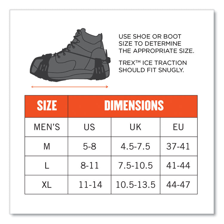 Trex 6310 Adjustable Slip-On Ice Cleats, Large, Black, Pair