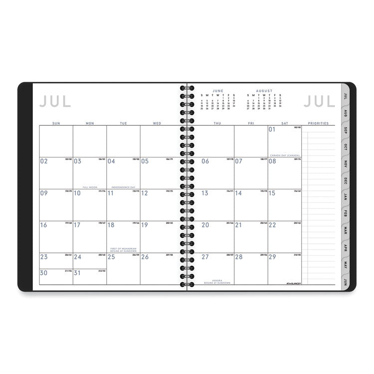 Contempo Lite Academic Year Weekly/Monthly Planner, 8.75 x 7.87, Black Cover, 12-Month (July to June): 2025 to 2026