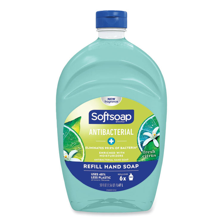 Antibacterial Liquid Hand Soap Refill, Fresh Scent, 50 oz, Green, 6/Carton
