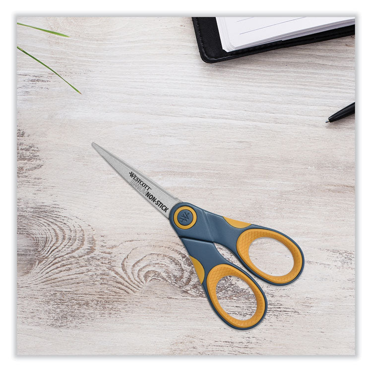 Non-Stick Titanium Bonded Scissors, 5" Long, Straight Gray/Orange Handle