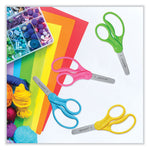 For Kids Scissors Teacher's Pack, Rounded Tip, 5" Long, 1.75" Cut Length, Straight Assorted Color Handles, 12/Pack