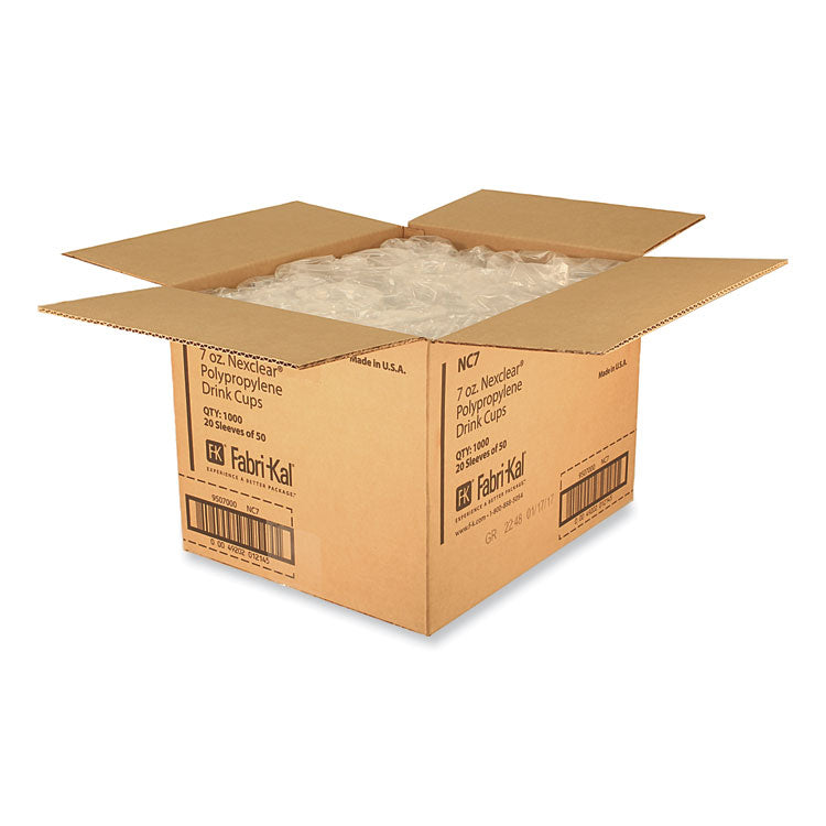 Nexclear Polypropylene Drink Cups, 7 oz, Plastic, Clear, 50/Bag, 20 Bags/Carton